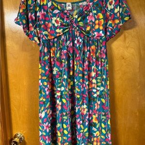 Sew In Love Large Pink and Yellow Flutter Sleeve Sundress
